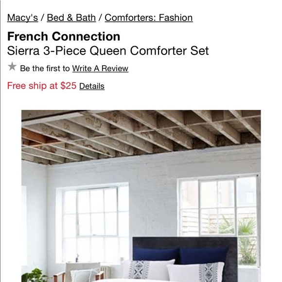 French connection queen comforter and 2 shams - Picture 2 of 4